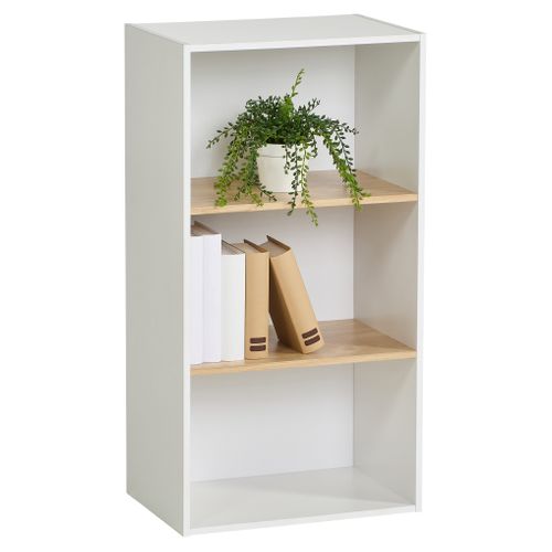 Etagère 3 cases POYANG 3 Blanc et imitation chêne