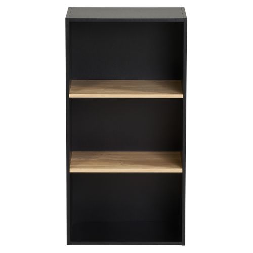 Etagère 3 cases POYANG 3 Noir et imitation chêne