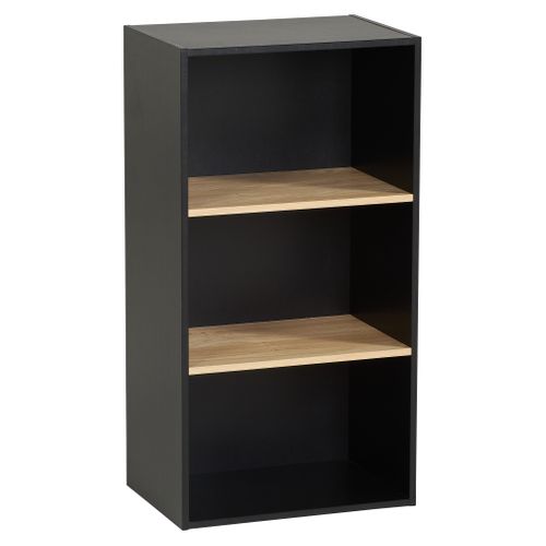 Etagère 3 cases POYANG 3 Noir et imitation chêne