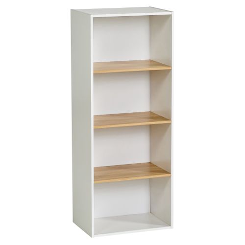 Etagère 4 cases POYANG 3 Blanc et imitation chêne