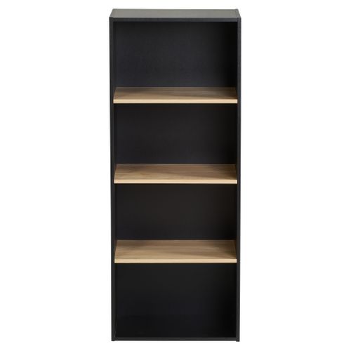Etagère 4 cases POYANG 3 Noir et imitation chêne