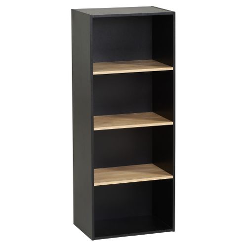 Etagère 4 cases POYANG 3 Noir et imitation chêne