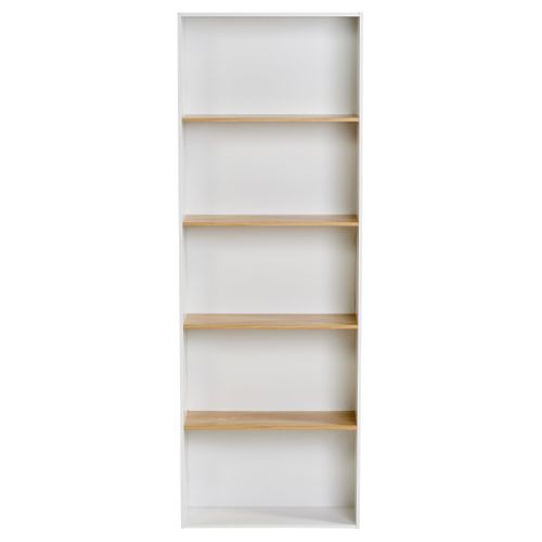 Bibliothèque POYANG 3 Blanc et imitation chêne