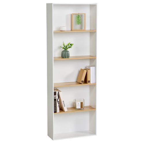 Bibliothèque POYANG 3 Blanc et imitation chêne