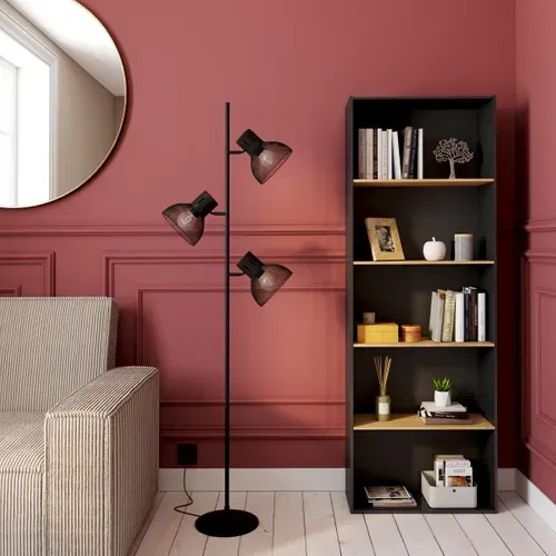 Bibliothèque POYANG 3 Noir et imitation chêne vue d'ambiance 1