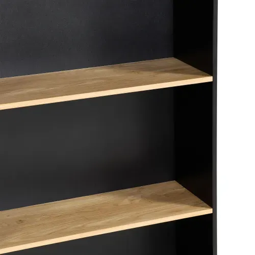 Bibliothèque POYANG 3 Noir et imitation chêne