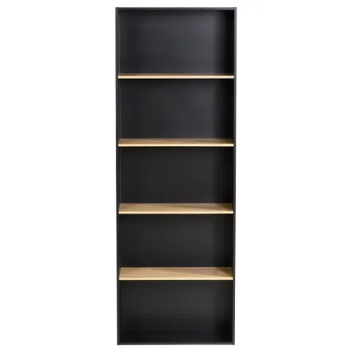 Bibliothèque POYANG 3 Noir et imitation chêne