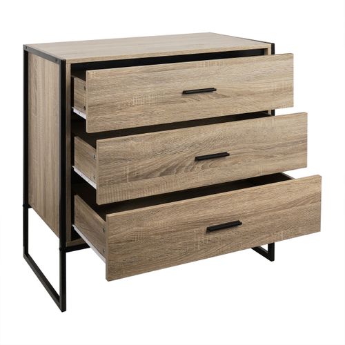 Commode 3 tiroirs CARDIFF imitation chêne