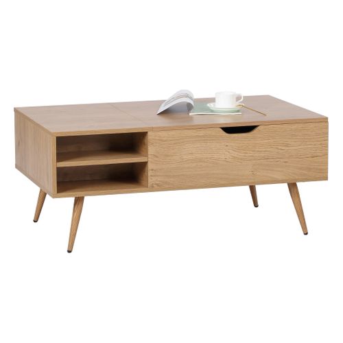 Table basse relevable COLUMBUS imitation chêne