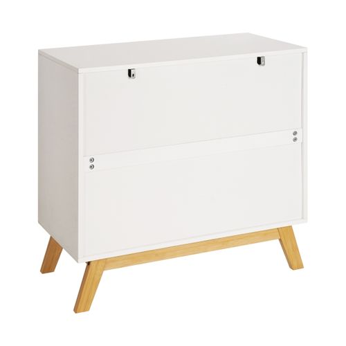 Commode 3 tiroirs L. 80 cm ONDINE blanc/bambou vue de derrière