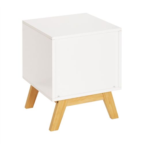 Chevet 2 tiroirs ONDINE blanc/bambou vue de derrière