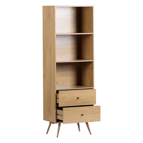 Bibliothèque 2 tiroirs COLUMBUS imitation chêne