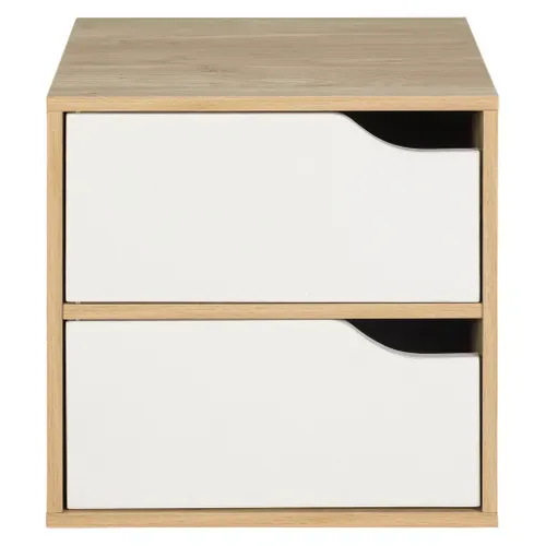 Cube 2 portes NEXT 3 blanc et imitation chêne.