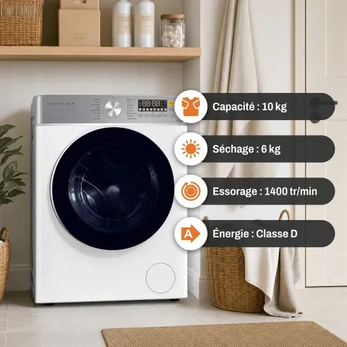 Lave linge hublot séchant SIGNATURE SLFS106AD 10/6kg Blanc