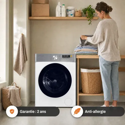 Lave linge hublot séchant SIGNATURE SLFS106AD 10/6kg Blanc vue de derrière