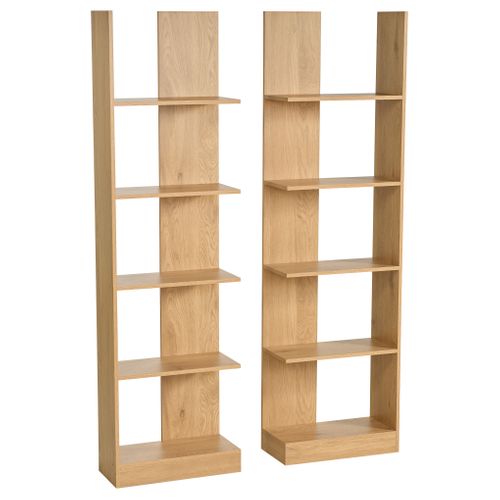 Set 2 bibliothèques modulables CLARA imitation chêne