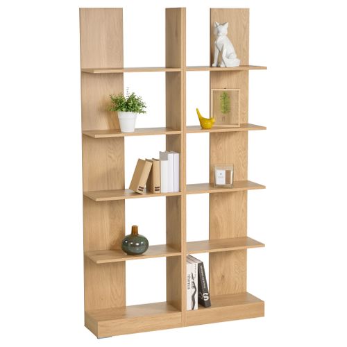 Set 2 bibliothèques modulables CLARA imitation chêne