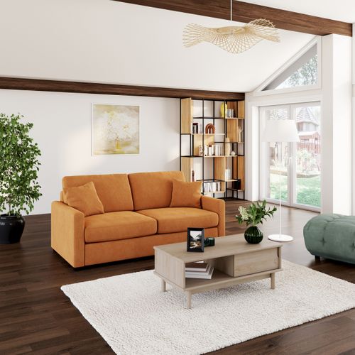 Table basse L100cm LUCIEN imitation chêne vue d'ambiance 1