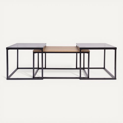 Table basse set de 3 MAXIME Noir vue de face