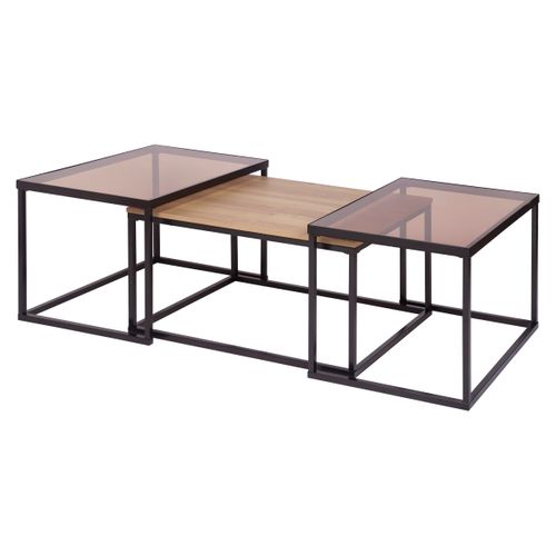 Table basse set de 3 MAXIME Noir vue de profil