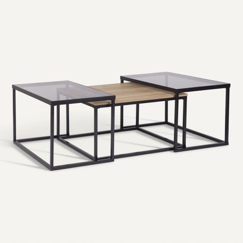 Table basse set de 3 MAXIME Noir vue 3/4