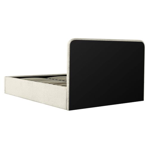 Lit coffre 140x190 cm en tissu bouclette blanc ANNA