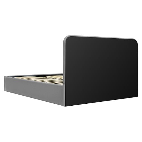 Lit coffre avec sommier relevable 140x190 cm ANNA en tissu gris