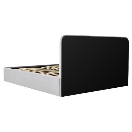 Lit coffre 160x200 cm en velours gris ANNA