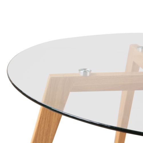 Table basse VICTOR Imitation chêne et verre vue accessoires