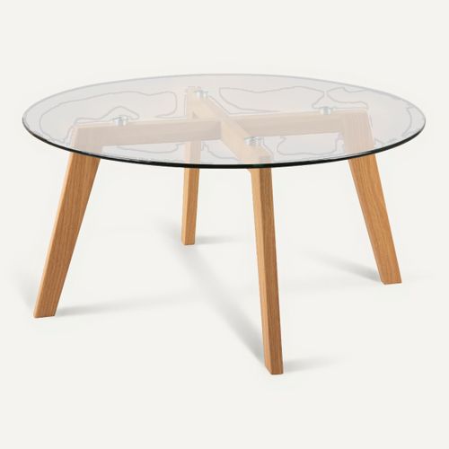 Table basse VICTOR Imitation chêne et verre vue de face