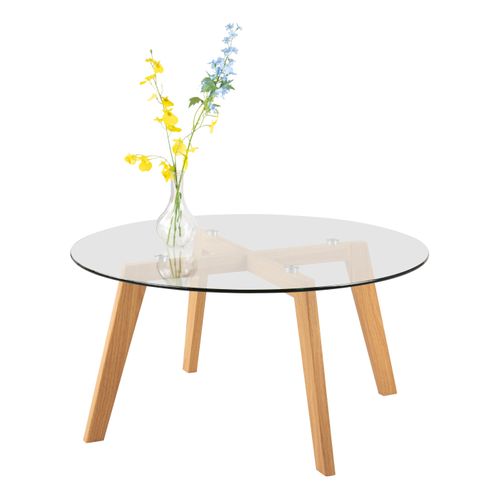 Table basse VICTOR Imitation chêne et verre