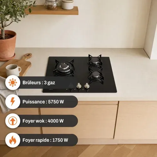 Table de cuisson gaz SIGNATURE STG3VFN 3 foyers