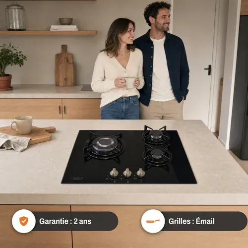 Table de cuisson gaz SIGNATURE STG3VFN 3 foyers vue de derrière