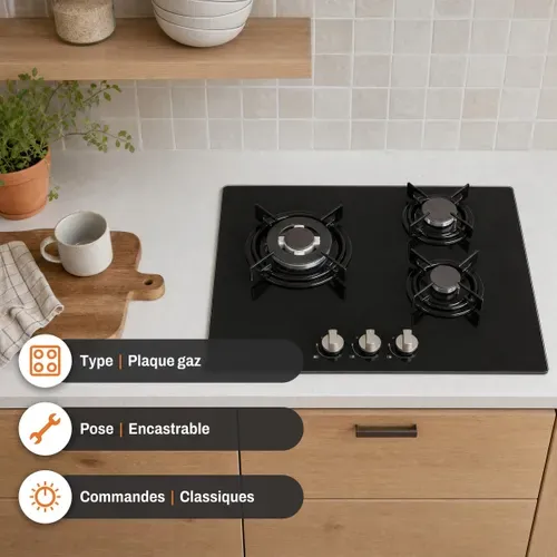 Table de cuisson gaz SIGNATURE STG3VFN 3 foyers