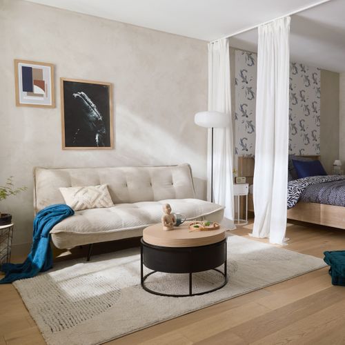 Banquette CLEKA tissu grège - Banquette lit BUT