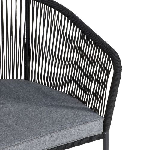 Set 2 chaises -1 table jardin ALBA Noir vue détaillée