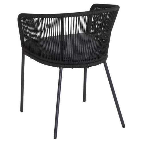 Set 2 chaises -1 table jardin ALBA Noir vue de derrière