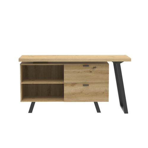 Bureau d'angle modulable CHARLOTTE imitation chêne et noir