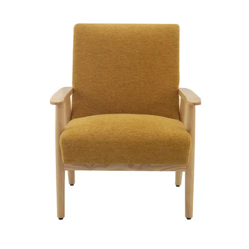 Fauteuil DAN tissu jaune vue de face