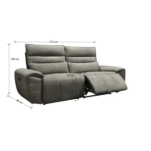 Canapé 3 places relax COME tissu anthracite