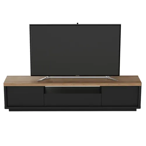 Meuble TV MYSEN imitation chêne et noir vue de face