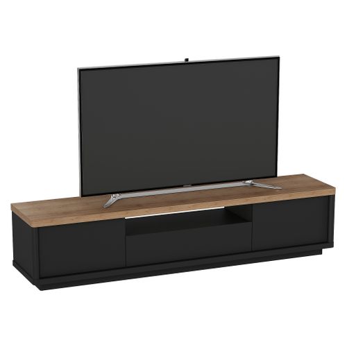 Meuble TV MYSEN imitation chêne et noir vue 3/4