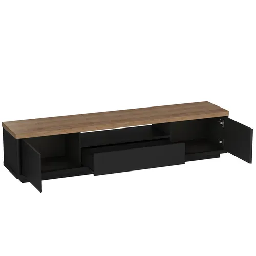 Meuble TV MYSEN imitation chêne et noir