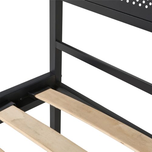 Lit 90x190 cm OSKAR noir et imitation chêne vue accessoires