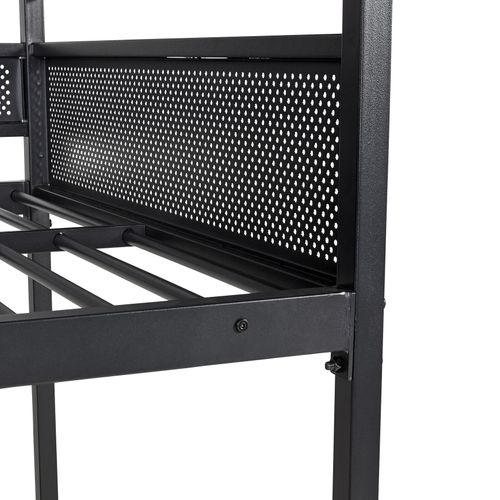 Lit superposé OSKAR métal noir et imitation chêne vue accessoires