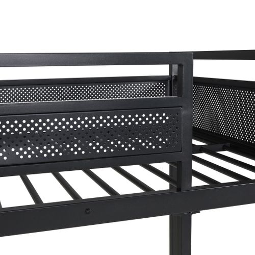 Lit superposé OSKAR métal noir et imitation chêne vue détaillée