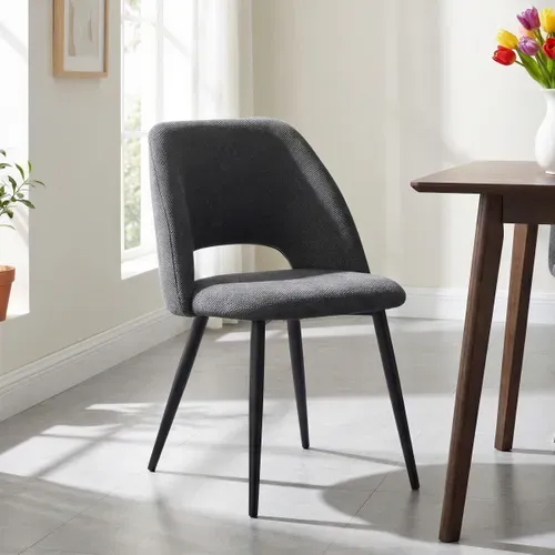 Lot de 2 chaises GABRIELE en tissu gris anthracite vue d'ambiance 1