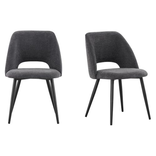Lot de 2 chaises GABRIELE en tissu gris anthracite vue 3/4