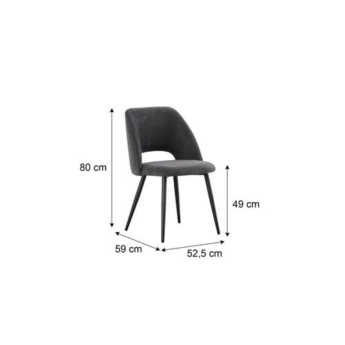 Lot de 2 chaises GABRIELE en tissu gris anthracite