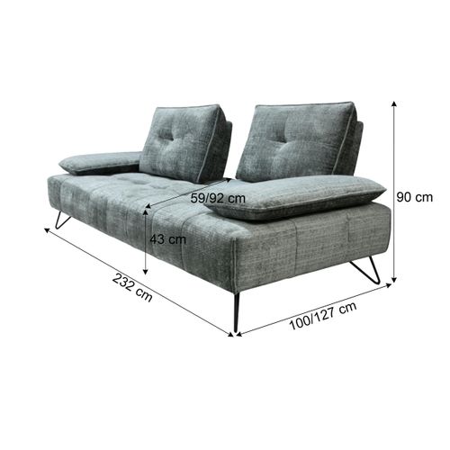 Canapé relax 3 places EVA tissu graphite
